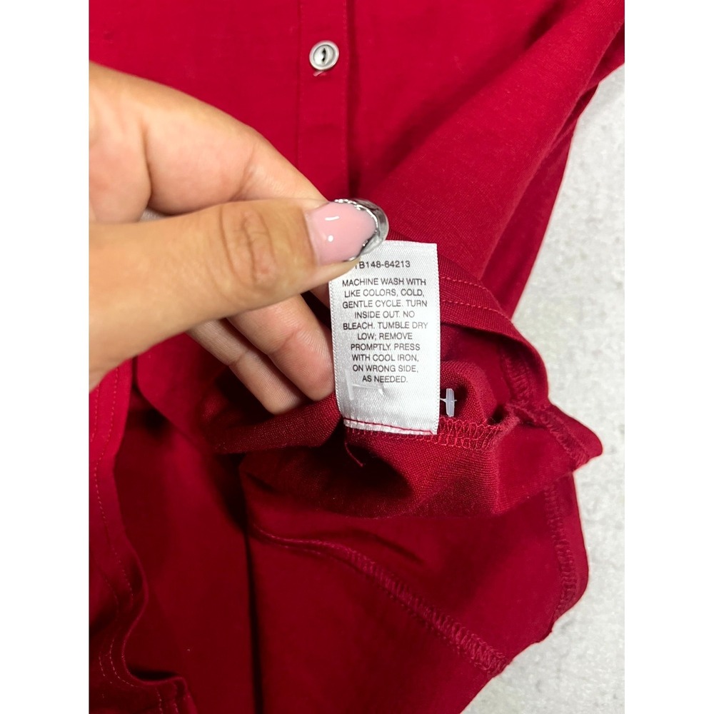 Pendleton Henley Top Womens XS Red Merino Wool Long Sleeve Curved Hem Sweater - Picture 6 of 9